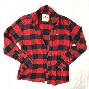 Hollister Red and Black Checkered Flannel